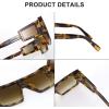 imageFEISEDY Square Oversized Flat Top Sunglasses With Side Lens Integrated For Women Men B4028Leopard Frame  Gradual Tea Lens