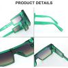 imageFEISEDY Square Oversized Flat Top Sunglasses With Side Lens Integrated For Women Men B4028Transparent Green Frame  Greyyellow Lens