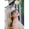 imageFEISEDY Square Oversized Flat Top Sunglasses With Side Lens Integrated For Women Men B4028Transparent Green Frame  Greyyellow Lens