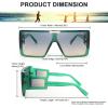 imageFEISEDY Square Oversized Flat Top Sunglasses With Side Lens Integrated For Women Men B4028Transparent Green Frame  Greyyellow Lens
