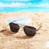 imageFEISEDY Mens Aviator Sunglasses Polarized Military Pilot Frame with Bayonet Temples B2623001 Gun Frame Grey Lenses