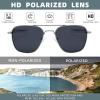 imageFEISEDY Mens Aviator Sunglasses Polarized Military Pilot Frame with Bayonet Temples B2623001 Gun Frame Grey Lenses