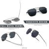 imageFEISEDY Mens Aviator Sunglasses Polarized Military Pilot Frame with Bayonet Temples B2623001 Gun Frame Grey Lenses