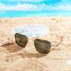 imageFEISEDY Mens Aviator Sunglasses Polarized Military Pilot Frame with Bayonet Temples B2623002 Gold Frame Green Lens