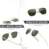 imageFEISEDY Mens Aviator Sunglasses Polarized Military Pilot Frame with Bayonet Temples B2623002 Gold Frame Green Lens