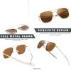 imageFEISEDY Mens Aviator Sunglasses Polarized Military Pilot Frame with Bayonet Temples B2623003 Gold Frame Brown Lens