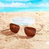 imageFEISEDY Mens Aviator Sunglasses Polarized Military Pilot Frame with Bayonet Temples B2623003 Gold Frame Brown Lens