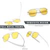 imageFEISEDY Mens Aviator Sunglasses Polarized Military Pilot Frame with Bayonet Temples B2623004 Silver Frame Yellow Lenses Night Driving Glasses