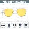 imageFEISEDY Mens Aviator Sunglasses Polarized Military Pilot Frame with Bayonet Temples B2623004 Silver Frame Yellow Lenses Night Driving Glasses