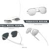 imageFEISEDY Mens Aviator Sunglasses Polarized Military Pilot Frame with Bayonet Temples B2623008 Silver Frame White Mirrored Lenses