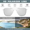 imageFEISEDY Mens Aviator Sunglasses Polarized Military Pilot Frame with Bayonet Temples B2623008 Silver Frame White Mirrored Lenses