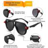 imageFEISEDY Vintage 70s Aviator Sunglasses Men Women Classic Retro Trendy Large Frame UV400 Sun Glasses B0030Black