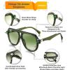 imageFEISEDY Vintage 70s Aviator Sunglasses Men Women Classic Retro Trendy Large Frame UV400 Sun Glasses B0030Green