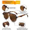 imageFEISEDY Vintage 70s Aviator Sunglasses Men Women Classic Retro Trendy Large Frame UV400 Sun Glasses B0030Leopard