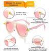 imageFEISEDY Vintage 70s Aviator Sunglasses Men Women Classic Retro Trendy Large Frame UV400 Sun Glasses B0030Off White  Pink