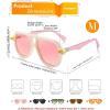 imageFEISEDY Vintage 70s Aviator Sunglasses Men Women Classic Retro Trendy Large Frame UV400 Sun Glasses B0030Off White  Pink