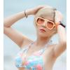imageFEISEDY Vintage 70s Aviator Sunglasses Men Women Classic Retro Trendy Large Frame UV400 Sun Glasses B0030Off White  Pink