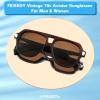 imageFEISEDY Vintage 70s Aviator Sunglasses Men Women Classic Retro Trendy Large Frame UV400 Sun Glasses B0030Transparent Tea