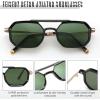 imageFEISEDY Vintage 70s Square Aviator Sunglasses Polarized Women Men Metal Design UV400 Sun Glasses B0137Dark Green