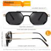 imageFEISEDY Vintage 70s Square Aviator Sunglasses Polarized Women Men Metal Design UV400 Sun Glasses B0137Grey