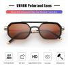 imageFEISEDY Vintage 70s Square Aviator Sunglasses Polarized Women Men Metal Design UV400 Sun Glasses B0137Tea