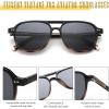imageFEISEDY Vintage Square 70s Aviator Sunglasses Women Men Classic Trendy Acetate Frame UV400 Sun Glasses B0117Black Leopard  Grey