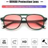 imageFEISEDY Vintage Square 70s Aviator Sunglasses Women Men Classic Trendy Acetate Frame UV400 Sun Glasses B0117Transparent Green  Gradual Pink