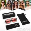imageFEISEDY Vintage Square 70s Aviator Sunglasses Women Men Classic Trendy Acetate Frame UV400 Sun Glasses B0117Transparent Green  Gradual Pink