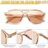 imageFEISEDY Vintage Square 70s Aviator Sunglasses Women Men Classic Trendy Acetate Frame UV400 Sun Glasses B0117Transparent Tea  Light Tea