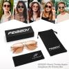 imageFEISEDY Vintage Square 70s Aviator Sunglasses Women Men Classic Trendy Acetate Frame UV400 Sun Glasses B0117Transparent Tea  Light Tea