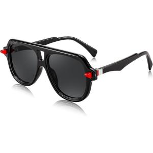 imageFEISEDY Vintage 70s Aviator Sunglasses Men Women Classic Retro Trendy Large Frame UV400 Sun Glasses B0030Black