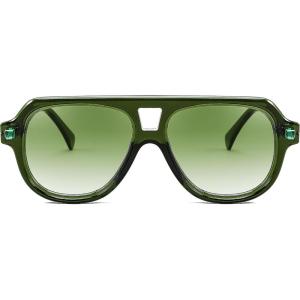 imageFEISEDY Vintage 70s Aviator Sunglasses Men Women Classic Retro Trendy Large Frame UV400 Sun Glasses B0030Green