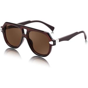 imageFEISEDY Vintage 70s Aviator Sunglasses Men Women Classic Retro Trendy Large Frame UV400 Sun Glasses B0030Transparent Tea