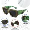 imageFEISEDY Oversized Square Sunglasses for Women Men Thick Frame Shades B4074Dark Green