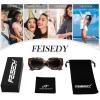 imageFEISEDY Oversized Square Sunglasses for Women Men Thick Frame Shades B4074Leopard