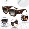 imageFEISEDY Oversized Square Sunglasses for Women Men Thick Frame Shades B4074Leopard