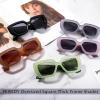 imageFEISEDY Oversized Square Sunglasses for Women Men Thick Frame Shades B4074Pink FrameOrange Legs