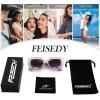 imageFEISEDY Oversized Square Sunglasses for Women Men Thick Frame Shades B4074Pink FrameOrange Legs