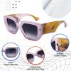 imageFEISEDY Oversized Square Sunglasses for Women Men Thick Frame Shades B4074Pink FrameOrange Legs