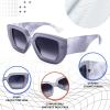 imageFEISEDY Oversized Square Sunglasses for Women Men Thick Frame Shades B4074Purple FrameBlue Legs