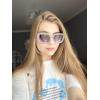 imageFEISEDY Oversized Square Sunglasses for Women Men Thick Frame Shades B4074Purple FrameBlue Legs