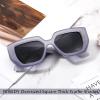 imageFEISEDY Oversized Square Sunglasses for Women Men Thick Frame Shades B4074Purple FrameBlue Legs