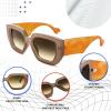 imageFEISEDY Oversized Square Sunglasses for Women Men Thick Frame Shades B4074Tea FrameOrange Legs