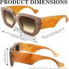 imageFEISEDY Oversized Square Sunglasses for Women Men Thick Frame Shades B4074Tea FrameOrange Legs