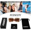 imageFEISEDY Oversized Square Sunglasses for Women Men Thick Frame Shades B4074Tea FrameOrange Legs