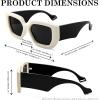 imageFEISEDY Oversized Square Sunglasses for Women Men Thick Frame Shades B4074White FrameBlack Temples