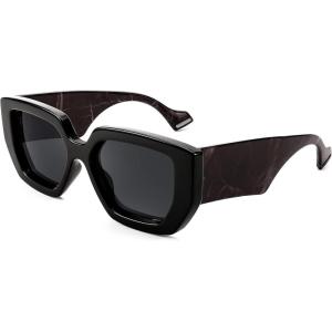 imageFEISEDY Oversized Square Sunglasses for Women Men Thick Frame Shades B4074Black