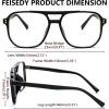 imageFEISEDY Blue Light Blocking Glasses Fake Nerd Clear Square Computer Lightweight Pilot Glasses Frame Oversized B28662pack Blackleopard