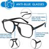 imageFEISEDY Blue Light Blocking Glasses Fake Nerd Clear Square Computer Lightweight Pilot Glasses Frame Oversized B28662pack Blacktransparent Green