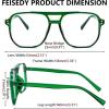 imageFEISEDY Blue Light Blocking Glasses Fake Nerd Clear Square Computer Lightweight Pilot Glasses Frame Oversized B28662pack Transparent Greenleopard